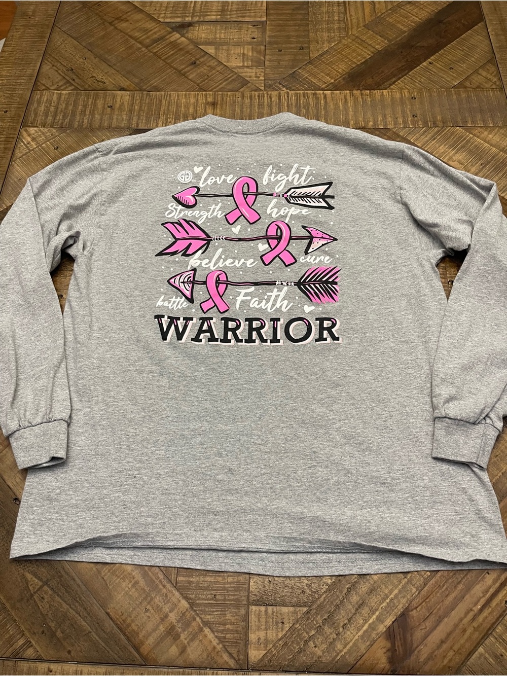 Girlie Girl Originals "Cure Warrior" Breast Cancer Long Sleeve Shirt Gray XL